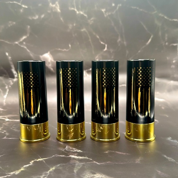 Other - New - American Flag Shot Glasses 4 Piece Set 12 Gauge .
